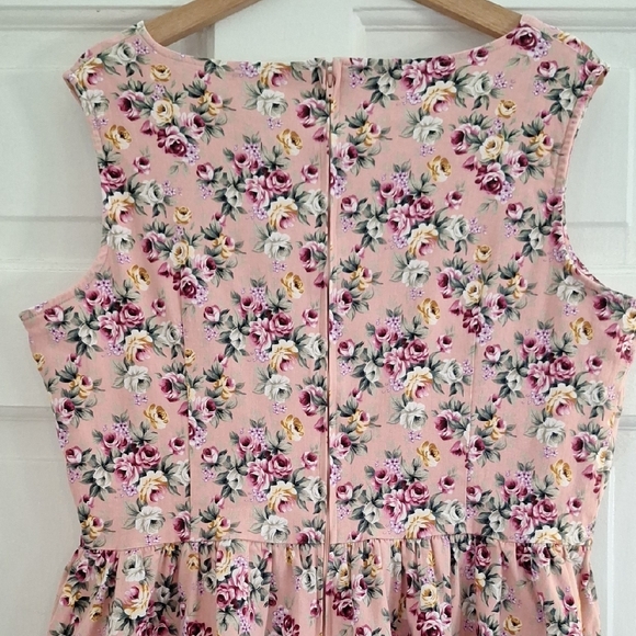 LINDY BOP Tea Party Pink Floral Dress Ditsy Rose Swing Vintage Retro - Picture 7 of 11